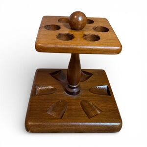 Vintage Mcdonald Products Corp Duk-It Walnut Wood Holder Buffalo NY Brown